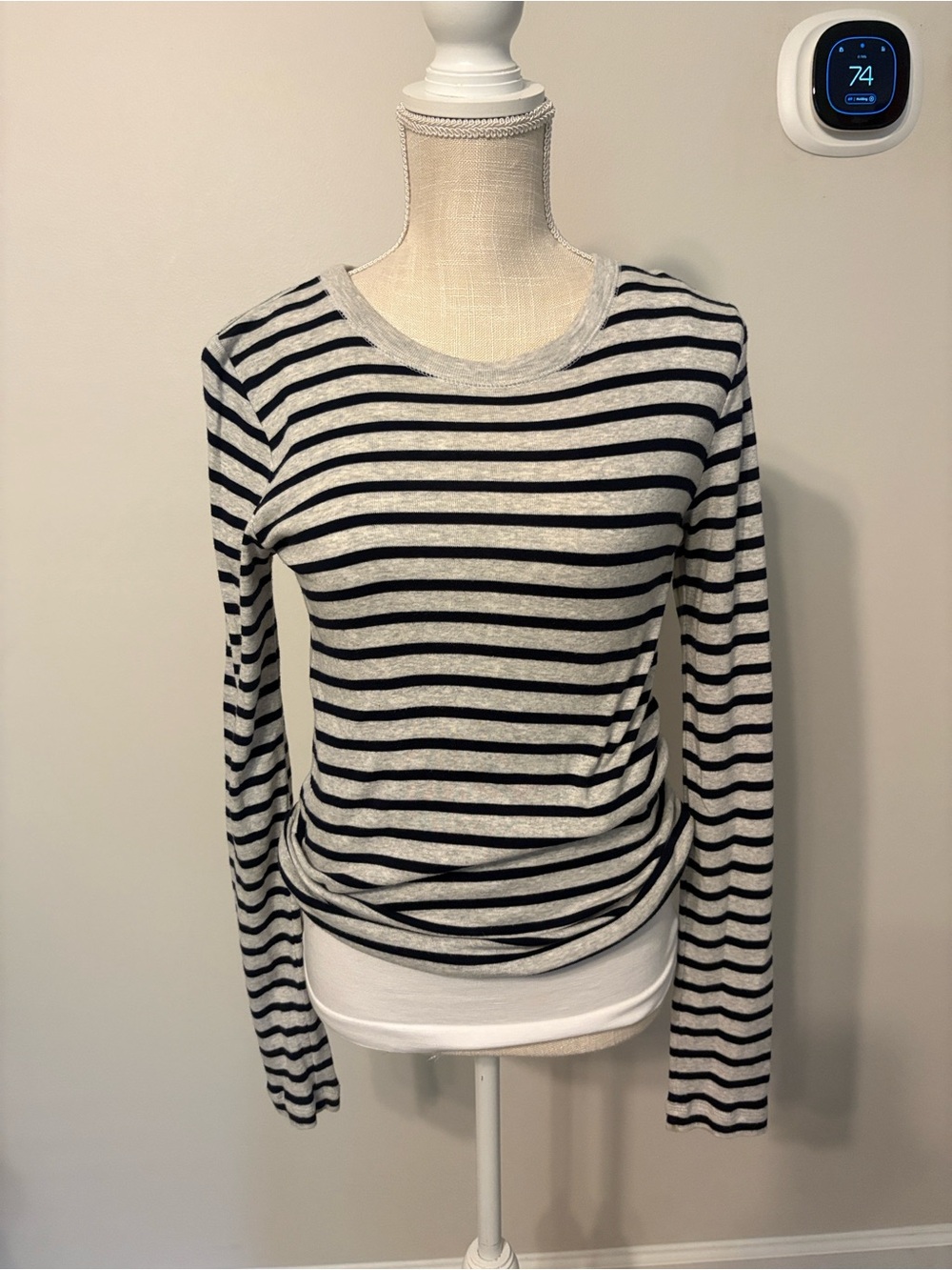 GAP Navy Open-Front Knit Jacket with Striped Tee